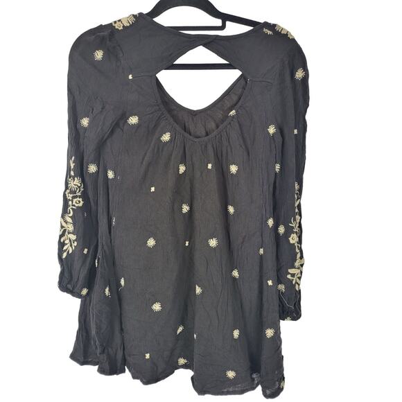 Free People Urban Outfitters Boho Blouse XS Womens Long Sleeve Embroidered - Picture 5 of 7